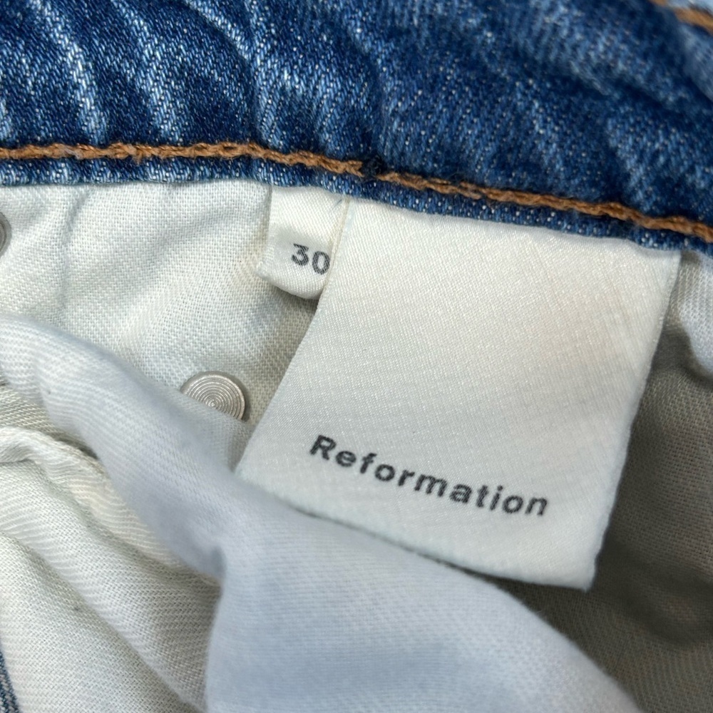Reformation Blue Straight Leg Jeans with Distressed Details - Picture 7 of 11